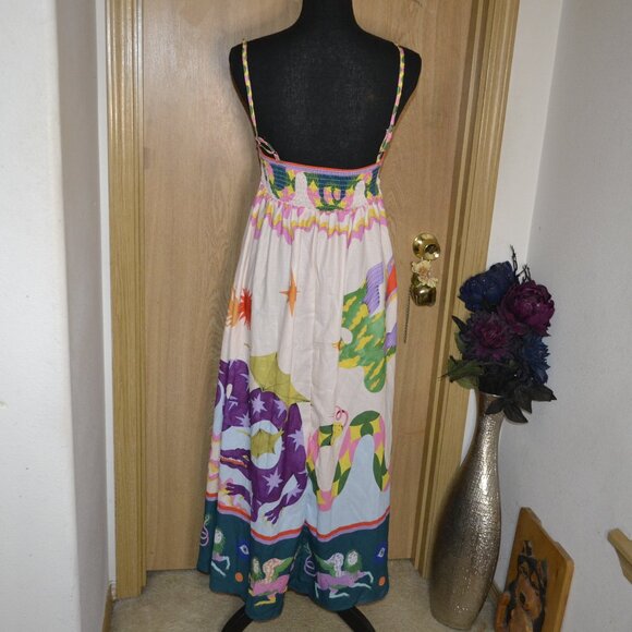 Colorful White Dragon Print Vacation Cotton Blend Dress - Picture 11 of 13